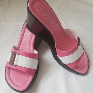 Bebe Womens Wedge Sandals Slides Size 6 M Pink